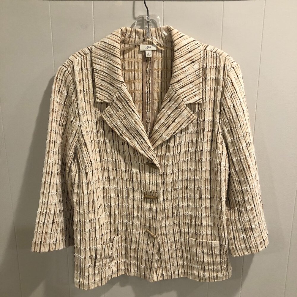J. Jill Cream and Brown Textured Blazer